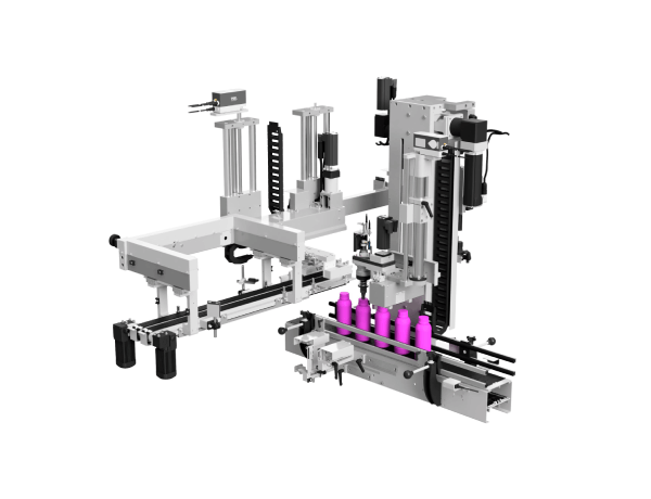 Boucheuse automatique de bouteille avec bouchon, pompe et gâchette